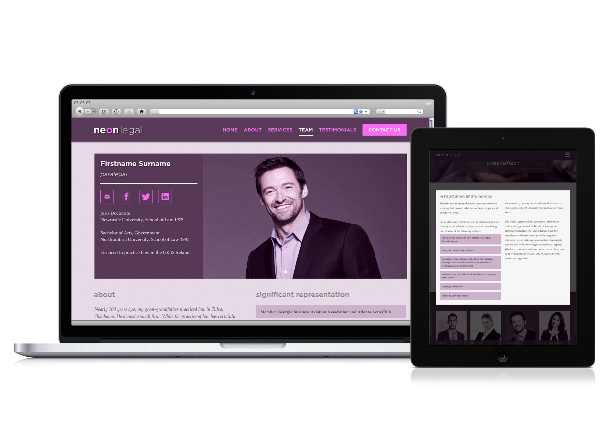 content pages and mobile navigation